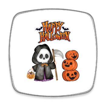 Happy Halloween Grim Reaper - Square fridge magnet - white - Front