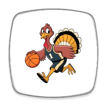 Thanksgiving Turkey Playing Basketball - Square fridge magnet - white - Front