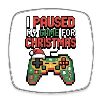 Paused Game Christmas Gaming Christmas - Square fridge magnet - white - Front