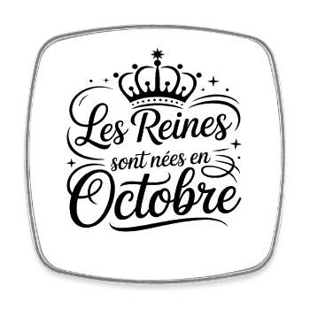 Die Queens wurden im Oktober geboren Jubiläum - Viereckiger Kühlschrankmagnet - Weiß - Vorne