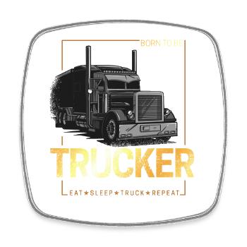 Trucker Born To Be LKW-Fahrer Vintage Design - Viereckiger Kühlschrankmagnet - Weiß - Vorne