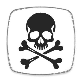 Klassischer Jolly Roger Totenschädel - Viereckiger Kühlschrankmagnet - Weiß - Vorne