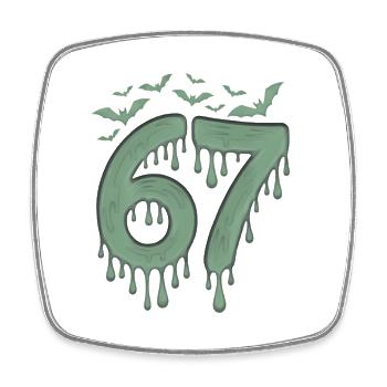 Bave verte : 67 avec les chauves-souris - Magnet carré - blanc - Devant