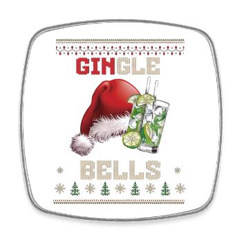 Gingle Bells Santa Sip - Viereckiger Kühlschrankmagnet - Weiß - Vorne