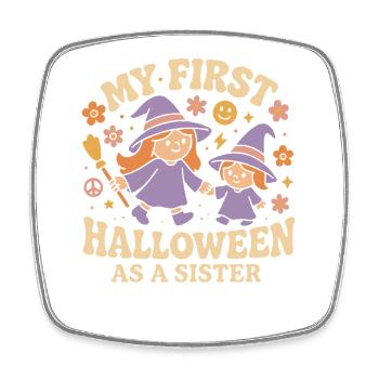 Mein erstes Halloween Als Schwester Süßer Gruseliger Spaß - Viereckiger Kühlschrankmagnet - Weiß - Vorne