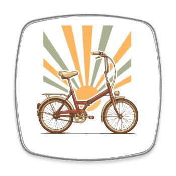 Vélo polonais rétro avec rayons du soleil - Magnet carré - blanc - Devant