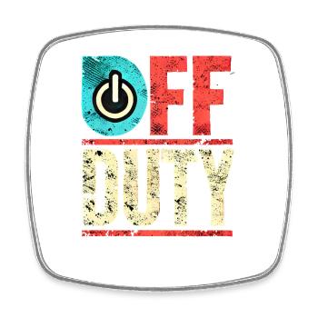 Off Duty Power Button Vintage, Mom and Dad - Square fridge magnet - white - Front