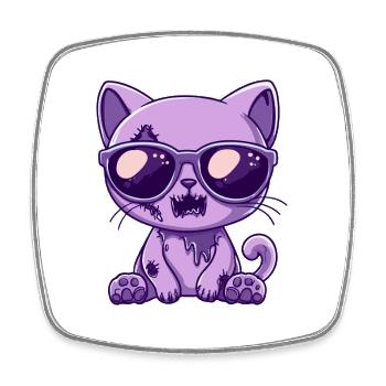Chat Halloween - Magnet carré - blanc - Devant