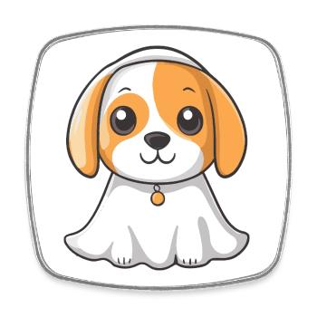 Beagle Hund Halloween Geist - Viereckiger Kühlschrankmagnet - Weiß - Vorne