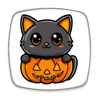 Cat Halloween Cat Comic - Square fridge magnet - white - Front