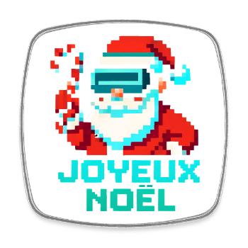 Santa Pixel VR Joyeux Noël - Magnet carré - blanc - Devant