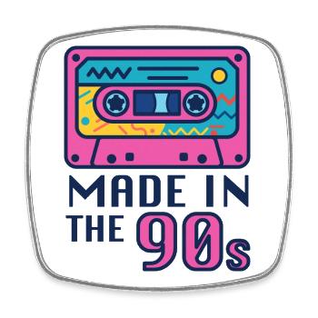 Neon 90er Kassette Design - Viereckiger Kühlschrankmagnet - Weiß - Vorne