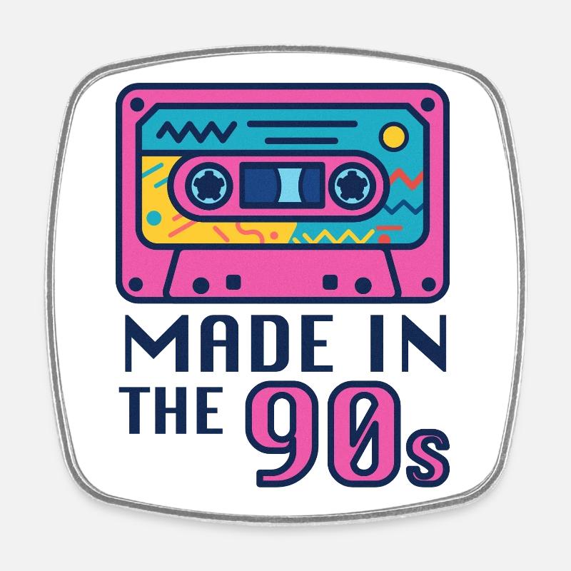 Neon Cassette Design des années 90 - Magnet carré - blanc