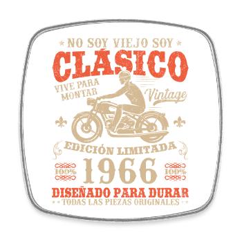 Klassisches 60 Jahre altes 1966 Vintage Motorrad Geschenk - Viereckiger Kühlschrankmagnet - Weiß - Vorne