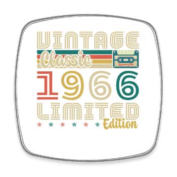60 Jahre 1966 Vintage Retro Geburtstagsgeschenk - Viereckiger Kühlschrankmagnet - Weiß - Vorne