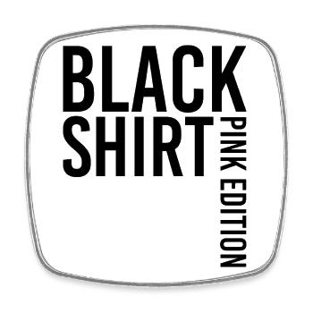 T-Shirt Noir édition Rose Black Shirt Pink Edition - Magnet carré - blanc - Devant