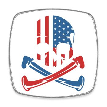 American Flag Skull Shirt - Square fridge magnet - white - Front