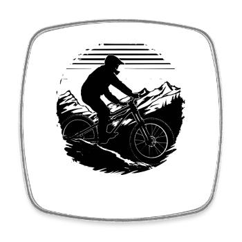 Mountainbiken - Viereckiger Kühlschrankmagnet - Weiß - Vorne