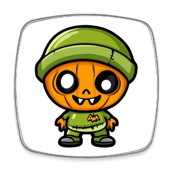 Zombie Halloween Cute Comic - Square fridge magnet - white - Front