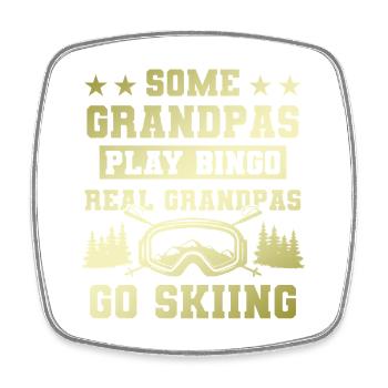 Grandfather ski saying - Square fridge magnet - white - Front