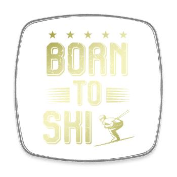 Born to ski - Square fridge magnet - white - Front
