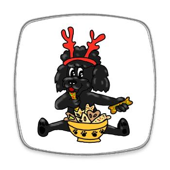 Caniche de Noël avec des bois - Magnet carré - blanc - Devant