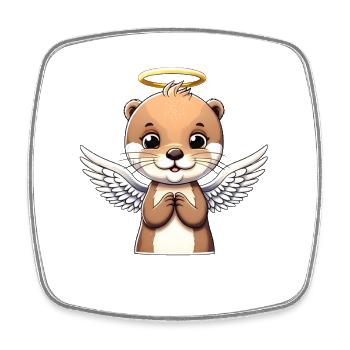 Loutre mignonne avec halo d’ailes d’ange - Magnet carré - blanc - Devant