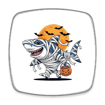 Hai Mumie Halloween Kürbis - Viereckiger Kühlschrankmagnet - Weiß - Vorne