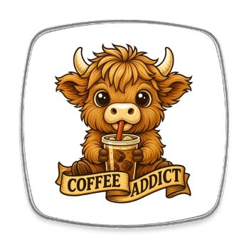 Kaffeesüchtiger Tägliche Dosis Morgenenergie - Viereckiger Kühlschrankmagnet - Weiß - Vorne
