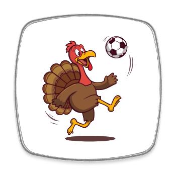 Dinde jouant au football Thanksgiving - Magnet carré - blanc - Devant