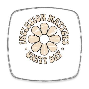 Inclusion Message Retro Flowers - Square fridge magnet - white - Front