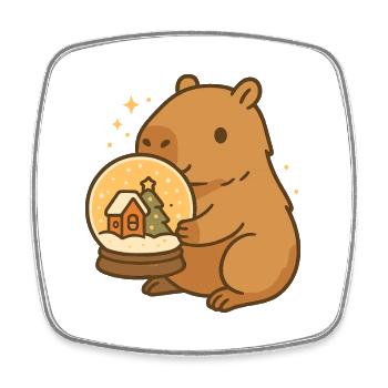 ✨ Capybara mit Schneekugel – Weihnachtszauber - Viereckiger Kühlschrankmagnet - Weiß - Vorne