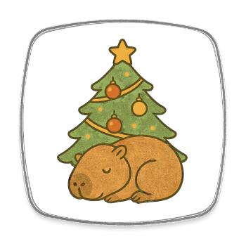 ✨ Schlafendes Capybara unterm Weihnachtsbaum 🎄 - Viereckiger Kühlschrankmagnet - Weiß - Vorne