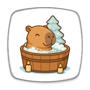 ✨ Wellness Capybara – Cozy Weihnachtszeit - Viereckiger Kühlschrankmagnet - Weiß - Vorne