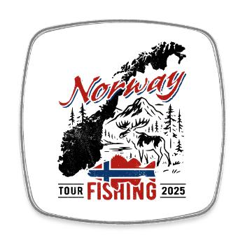 Norway Fishing Tour 2025 - Angler Gift - Square fridge magnet - white - Front