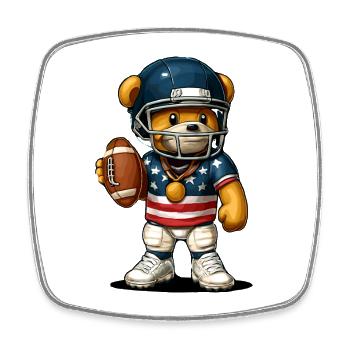 American Football Bear Mascot - Square fridge magnet - white - Front