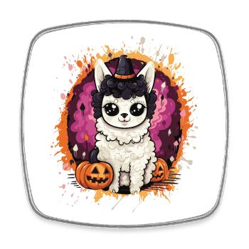Lama Hexe im Halloween-Zauber - Viereckiger Kühlschrankmagnet - Weiß - Vorne