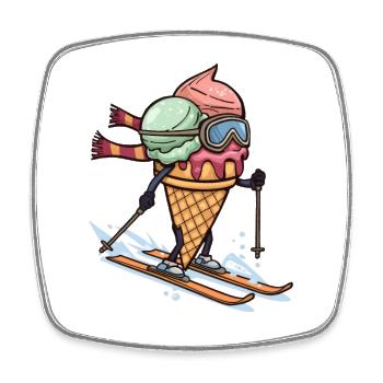 Eiscreme Skifahrer Abenteuer - Viereckiger Kühlschrankmagnet - Weiß - Vorne