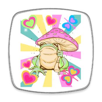 Retro Frosch Kinder Herzen Vintage 60er - Viereckiger Kühlschrankmagnet - Weiß - Vorne