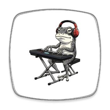 Frog with keyboard and headphones - Square fridge magnet - white - Front