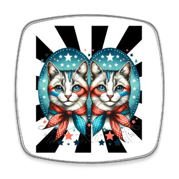 60er Retro Katzen Katze - Viereckiger Kühlschrankmagnet - Weiß - Vorne