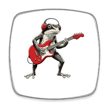 Frog guitar with headphones - Square fridge magnet - white - Front