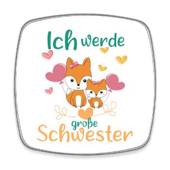 Bald Wieder Große Schwester 2026 Verkünden Füchse - Viereckiger Kühlschrankmagnet - Weiß - Vorne