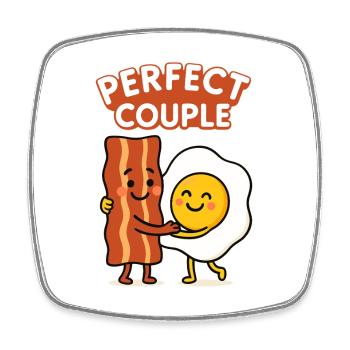 Perfect Couple: Bacon and Egg Hug Delight - Viereckiger Kühlschrankmagnet - Weiß - Vorne