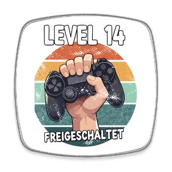 Level 14 Freigeschaltet Controller - Viereckiger Kühlschrankmagnet - Weiß - Vorne