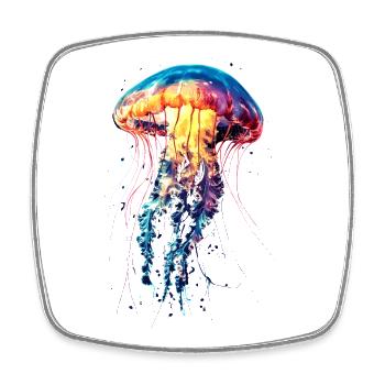 Qualle Jellyfish Feuerqualle Medusa Süße Quallen - Viereckiger Kühlschrankmagnet - Weiß - Vorne