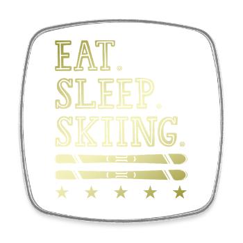 Manger dormir Ski - Magnet carré - blanc - Devant