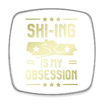 Ski Skiing - Square fridge magnet - white - Front