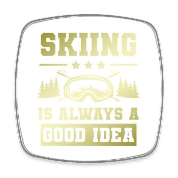 Ski Skiing - Square fridge magnet - white - Front