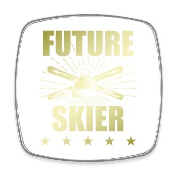 zukunft ski sport - Viereckiger Kühlschrankmagnet - Weiß - Vorne
